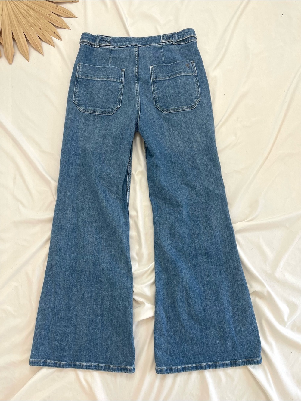 Anthropologie Light Blue Denim Wide-Leg Flare Jeans - Picture 8 of 10